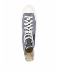 graue bedruckte hohe Sneakers aus Segeltuch von COMME DES GARÇONS PLAY X CONVERSE