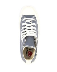 graue bedruckte hohe Sneakers aus Segeltuch von COMME DES GARÇONS PLAY X CONVERSE