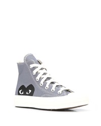 graue bedruckte hohe Sneakers aus Segeltuch von COMME DES GARÇONS PLAY X CONVERSE