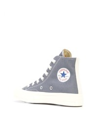 graue bedruckte hohe Sneakers aus Segeltuch von COMME DES GARÇONS PLAY X CONVERSE