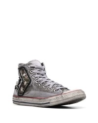 graue bedruckte hohe Sneakers aus Segeltuch von Converse