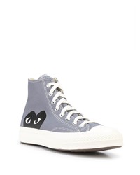 graue bedruckte hohe Sneakers aus Segeltuch von Comme des Garcons