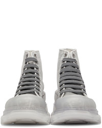 graue bedruckte hohe Sneakers aus Segeltuch von Alexander McQueen