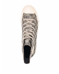 graue bedruckte hohe Sneakers aus Segeltuch von Misbhv