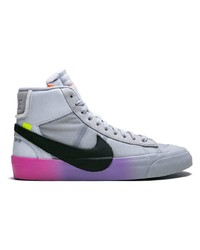 graue bedruckte hohe Sneakers aus Segeltuch von Nike X Off-White