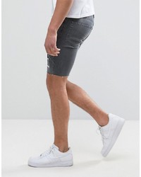 graue bedruckte Jeansshorts von Religion