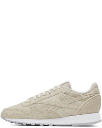 graue bedruckte Leder niedrige Sneakers von Reebok Classics