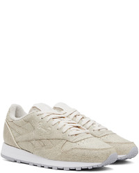 graue bedruckte Leder niedrige Sneakers von Reebok Classics