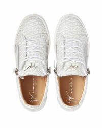 graue bedruckte Leder niedrige Sneakers von Giuseppe Zanotti