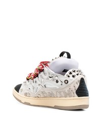 graue bedruckte Leder niedrige Sneakers von Lanvin