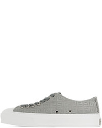 graue bedruckte Leder niedrige Sneakers von Givenchy