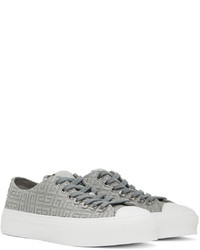 graue bedruckte Leder niedrige Sneakers von Givenchy