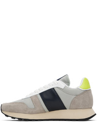 graue bedruckte Leder niedrige Sneakers von Paul Smith