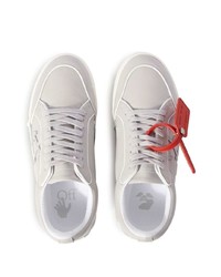 graue bedruckte Leder niedrige Sneakers von Off-White