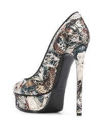 graue bedruckte Leder Pumps von Casadei