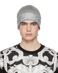 graue bedruckte Mütze von Versace