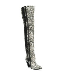 graue bedruckte Overknee Stiefel aus Leder von A.F.Vandevorst