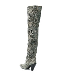 graue bedruckte Overknee Stiefel aus Leder von A.F.Vandevorst