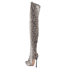 graue bedruckte Overknee Stiefel aus Leder von Casadei