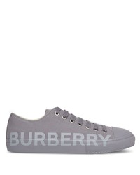 graue bedruckte Segeltuch niedrige Sneakers von Burberry