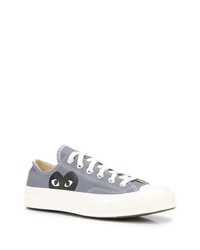 graue bedruckte Segeltuch niedrige Sneakers von COMME DES GARÇONS PLAY X CONVERSE