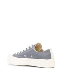 graue bedruckte Segeltuch niedrige Sneakers von COMME DES GARÇONS PLAY X CONVERSE