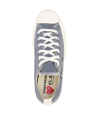 graue bedruckte Segeltuch niedrige Sneakers von COMME DES GARÇONS PLAY X CONVERSE