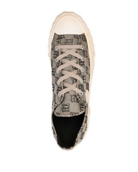 graue bedruckte Segeltuch niedrige Sneakers von Misbhv