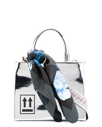 graue bedruckte Shopper Tasche aus Leder von Off-White