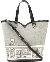 graue bedruckte Shopper Tasche aus Leder von Olympia Le-Tan
