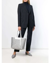 graue bedruckte Shopper Tasche aus Segeltuch von Giorgio Armani