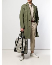 graue bedruckte Shopper Tasche aus Segeltuch von Salvatore Ferragamo