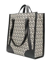 graue bedruckte Shopper Tasche aus Segeltuch von Salvatore Ferragamo
