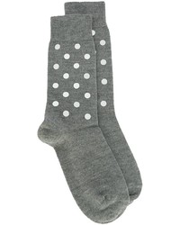 graue bedruckte Socken