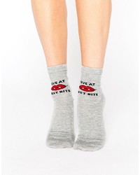 graue bedruckte Socken von Asos