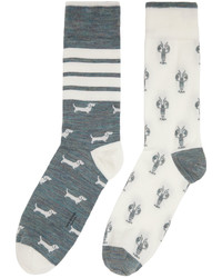 graue bedruckte Socken von Thom Browne