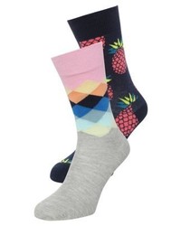 graue bedruckte Socken von Happy Socks