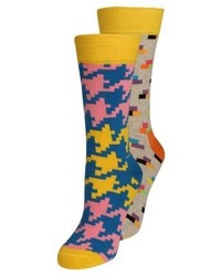 graue bedruckte Socken von Happy Socks