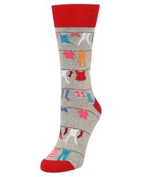 graue bedruckte Socken von Jimmy Lion