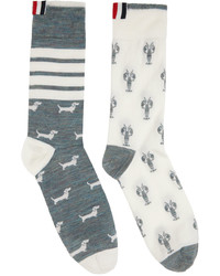graue bedruckte Socken von Thom Browne