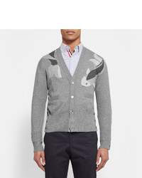 graue bedruckte Strickjacke von Thom Browne