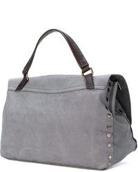 graue beschlagene Shopper Tasche aus Leder von Zanellato