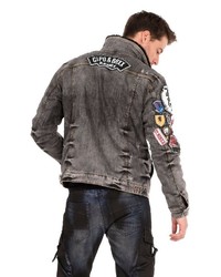 graue bestickte Jeansjacke von Cipo & Baxx