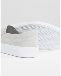 graue bestickte Slip-On Sneakers von Asos