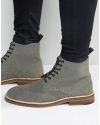 graue Brogue Stiefel