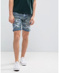 graue Camouflage Jeansshorts