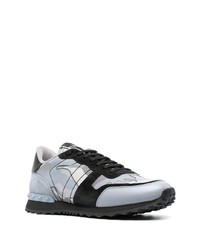 graue Camouflage Leder Sportschuhe von Valentino Garavani