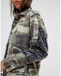 graue Camouflage Paillettenjacke von Glamorous