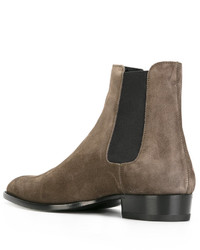 graue Chelsea Boots aus Leder von Saint Laurent