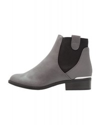 graue Chelsea Boots aus Leder von New Look